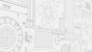 Tehnična ilustracija standardnih industrijskih delov v načrtu (blueprint)